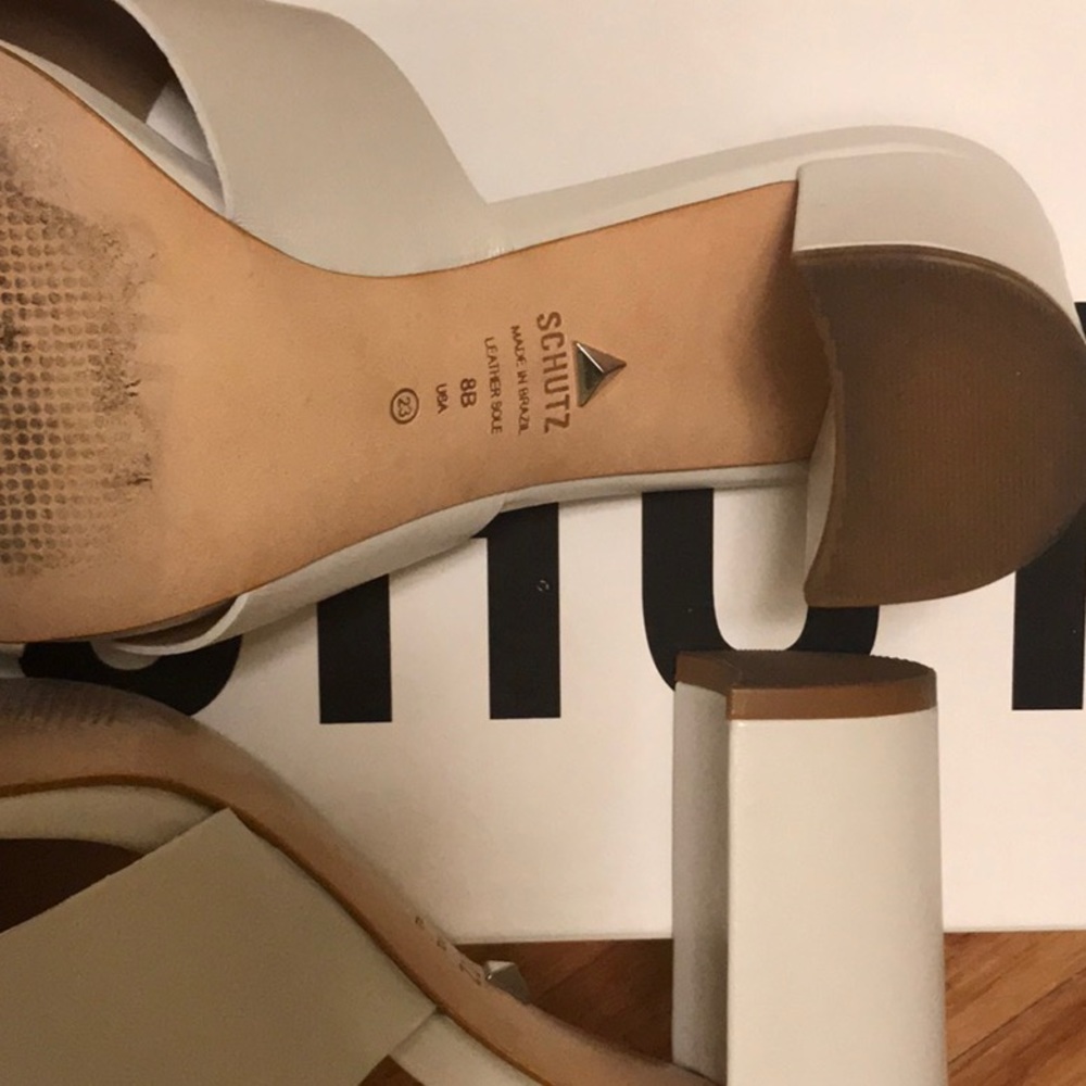 Schultz Sandals, Off White/ Cream Color, Mid Heel - image 4